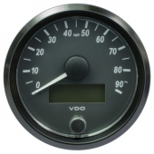 VDO A2C3832900032 - SingleViu Speedometer 90 Mph Black 80mm Amber Lighted w/ Red Pointer