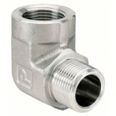 Parker 01172308AE 90° Street Elbow 1-1/4" MPT × 1-1/4" FPT 316 Stainless Steel