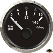 Trem L3280767 - Oil Pressure Gauge 0-10 Bar Black Cut-Out Diameter 52 mm