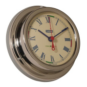 Vion Quartz Clock Radio Silence Stainless Steel Roman Including Wall Mount Ø127 mm Polished