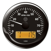 VDO A2C59512395 - Tachometer with LCD Black 8000 rpm ViewLine 85 mm