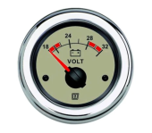 Vetus VLT24N - Voltmeter, Cream, 24V (20-32 V), Cut-out Size Ø 52 mm