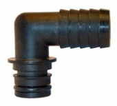 Flojet Port Kit (2 pcs.), Snap-in Port x 19mm (3/4") Hose Barb, 90° Elbow, O-Ring EPDM .75HB