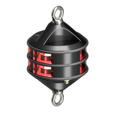 Lopolight 300-114G2ST-B-H1C-P - Navigation Light 3NM 360° Red, Double, Hoist, Black Anodized