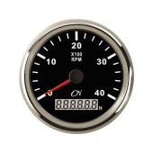 Tachometer - Black Dial, Chromium Bezel, 0 - 4000 RPM, 9 - 32V