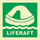 Marine Liferaft Location Identification Sticker with Text, Luminescent Soft PVC, 150×150 mm