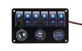 Gang Rocker Switch Panel With Voltmeter + USB + Powersocket