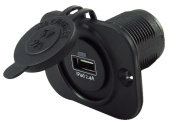 Talamex USB Socket Single 2.4A Black With Flush Frame