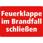Marine Fire Damper Closing Instruction Sticker "Feuerklappe im Brandfall schließen", German, Soft PVC, 140×100 mm