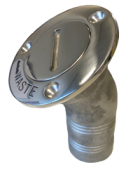 Allpa Stainless Steel Deck Entries 'Waste', Hose Connection Ø38mm, Flange Ø76mm, 30° Model