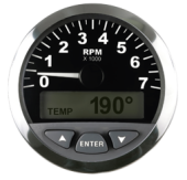 Veethree 781014SDFE - Matrix/Smartcraft Tachometer With LCD, 7000 RPM, 3", Black With SS Bezel
