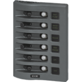 Blue Sea 4376 - Panel WD 12VDC CLB 6pos Grey (replaces 4376B-BSS)