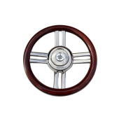 Allpa 4-Spoke Wheel 'Model 25B' Stainless Steel With Wooden Rim, Ø350mm, Depth 60mm