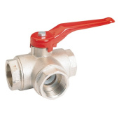 Vetus KRA11/4L - Ball valve, brass, nickel, three-way, G 1 1/4 "