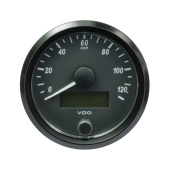 VDO A2C3832910032 - SingleViu Speedometer 120 Km/h Black 80mm Amber Lighted w/ Red Pointer
