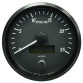 VDO A2C3832820030 - SingleViu Tachometer 2.500 RPM Black 100mm White Lighted w/ Red Pointer