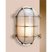 Foresti & Suardi 2035B.LT - Brass Oval Bulkhead Light With Grid And Fixing Holes 195 mm E27 60W