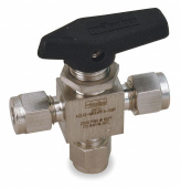 Parker 60-0013 3-Way 1/4" Ball Valve, 316 Stainless Steel
