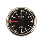 Analog Clock - Black Dial, Chromium Bezel, 0 - 12 h, 9 - 32V