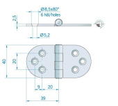 Hinge ROCA 78 x 38 mm Stainless Steel