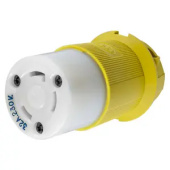 Hubbell HBL332CRCX Twist-Lock®, Female Connector, Corrosion Resistant, 32A 230V, 2-Pole 3-Wire Grounding, Yellow