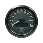 VDO A2C3832950030 - SingleViu Speedometer 300 Km/h Black 80mm White Lighted w/ Red Pointer