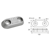 E. Polipodio NC021 Zinc Anode for Rudders & Flaps 150x60x25 mm, 1.0 kg