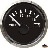 Trem L3280122 - Voltmeter 8/16V Black Cut-Out Diameter 52 mm