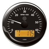 VDO A2C59512393 - Tachometer with LCD Black 6000 rpm ViewLine 85 mm