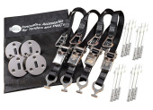 Rapid Marine PE25FFKIT-4-BK - Padeye Kit - Flush Fitting x 4, 4x25mm Tie Down Straps Black