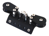 140mm Pfeiffer Marine shoulder carriage for black aluminum staple with 6 nylon wheels and 23x25mm block line