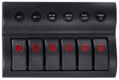 Allpa Plastic Circuit Panel, 12v, 6-Position & LED-Indicators, Automatic Fuses, Dims. 183x120mm, Waterproof, 2x5a, 2x10a, 2x15a Fuses