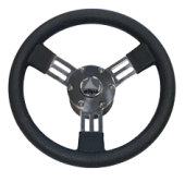 Allpa 3-Spoke Wheel 'Pegaso' Stainless Steel Black Polyurethan Rim, Ø300mm, Depth 60mm