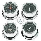 Autonautic SE72C - Minor Ships Clock Set Chrome Black Dial 72mm