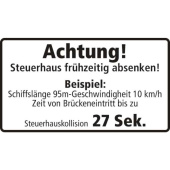 Marine Lower Wheelhouse Early Warning Sticker "Achtung! Steuerhaus frühzeitig absenken!", German, Soft PVC, 180×100 mm