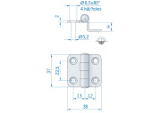 Offset Hinge ROCA 37 x 38mm Stainless Steel