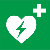 Marine AED Defibrillator Location Identification Sticker, Soft PVC, Green & White