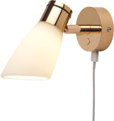 Prebit LED Wall Lamp R1 D2W With USB-C Glossy Gold Warm White 10-30V 3W Champagne Colored Glass