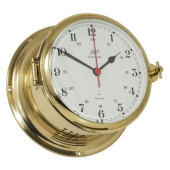 Schatz Clock Quartz Royal Polished Brass Ø180 mm With Glass Strike