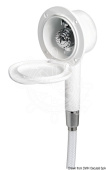 Osculati Classic Evo White Door Bulkhead Mounting Boat Shower with Mizar Chromed Brass Push-Button Shower Head Ø95 mm with White Nylon Hose 2,5 meter - 15.250.64