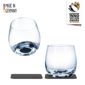 Silwy S025-1305-2 - Magnetic Crystal Whisky Glasses And Metallic Non-slip Gel Coasters, Set Of 2