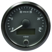 VDO A2C3832970032 - SingleViu Tachometer 2.500 RPM Black 80mm Amber Lighted w/ Red Pointer