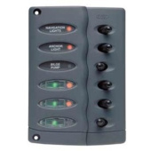 BEP Marine CSP6-F - Contour Switch Panel, Waterproof 6 Way With Fuse Holder