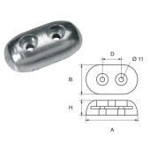 E. Polipodio ZX017 Zinc Anode for Hull 115x65x30 mm, 1.0 kg