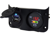 Talamex Switch Panel Add On With Double USB & Digital Voltmeter/Battery Indicator