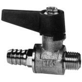Allpa Chromed Brass Mini-Ball Valve With Hose Pillar 12mm, 1/4", Inner- & Outer Thread