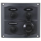 BEP Black Waterproof Panel 3 Switches with Socket