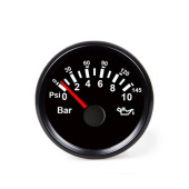 Hollex Oil Pressure Gauge Black 9-32V 0-10 Bar