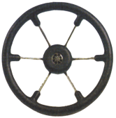 Allpa 6-Spoke Wheel 'Leader Tanegum' Stainless Steel With Black Polyurethane Rim, Ø410mm, Depth 100mm