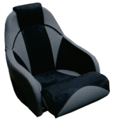 Allpa Boat Chair Model Ocean 51 'Flip-Up', Grey Marine Fabric With Black 'Alcantara'